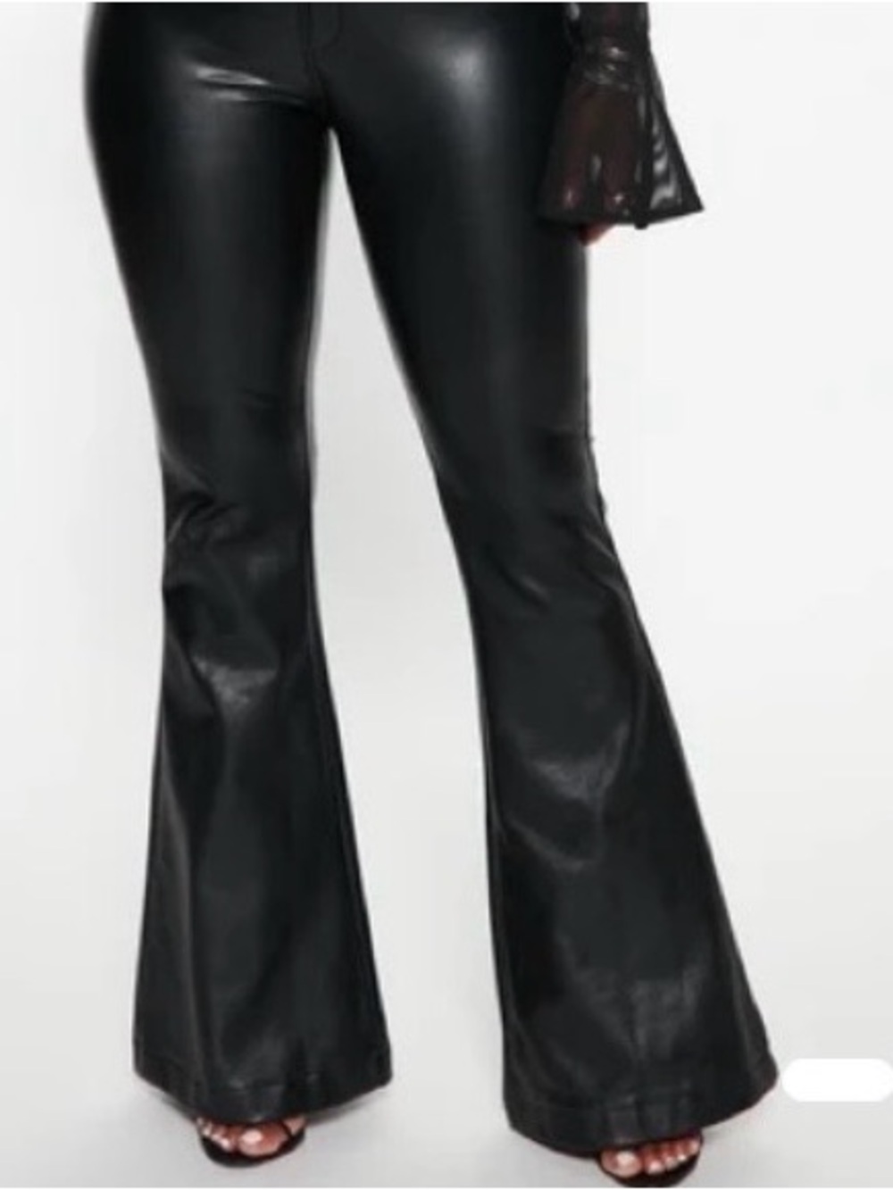 PU Leather Black Flare Pants